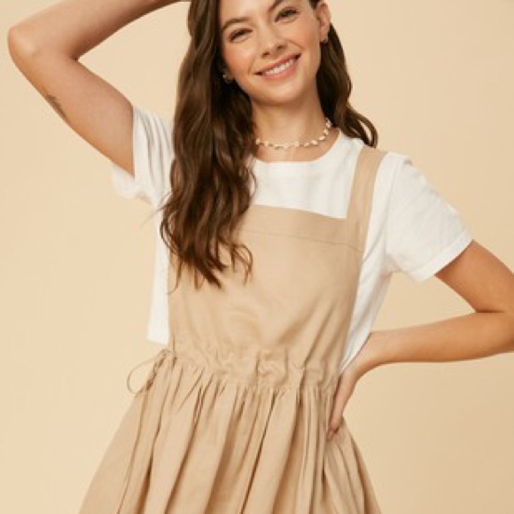 Natural Linen Apron Back Wrap Dress